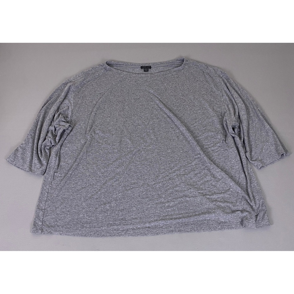 J. Jill Wearever Tunic Top Womens Plus Size 4X Gray Heather Boat Neck 3/4 Sleeve